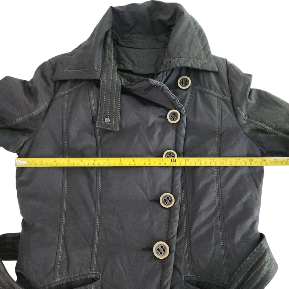 DANIER Black Belted Jacket with Leather Accents & rabbit Fur Lining - Size small - Picture 12 of 15